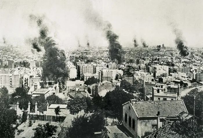 Framed Print : SPAIN. Barcelona. Spain. Barcelona. Tragic Week (1909). Burning of convents. Image published in the magazine 'La Actualidad'. AISA / Everett Collection**US SALES ONLY** Framed Print : SPAIN. Barcelona. Spain. Barcelona. Tragic Week (1909). Burning of convents. Image published in the magazine 'La Actualidad'. AISA / Everett Collection**US SALES ONLY**