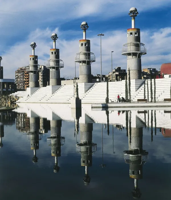 Framed Print : SPAIN. Barcelona. Spanish Industrial park, designed by Luis Pea Ganchegui and Francesc Rius in 1985. Architecture. AISA / Everett Collection**US SALES ONLY**