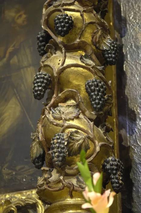 Framed Print : SPAIN. Cariena. Church of Our Lady of Assumption. Detail of grapes on the baroque altarpice. AISA / Everett Collection**US SALES ONLY**