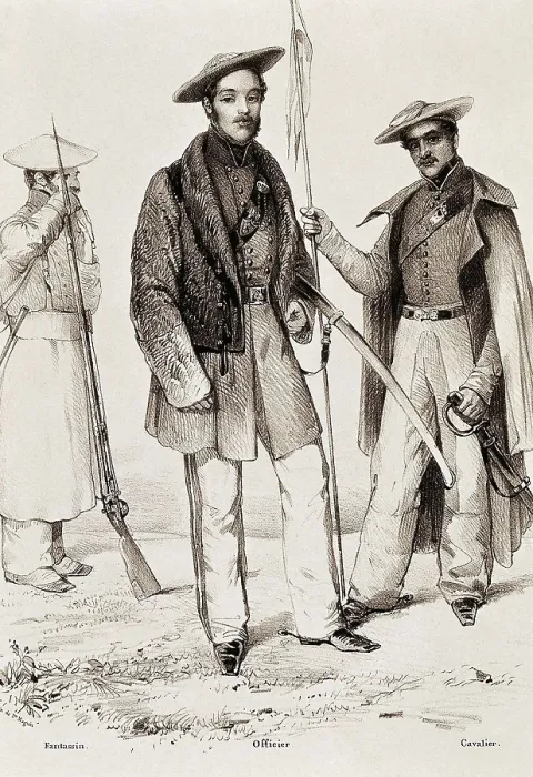 Framed Print : Spain. Carlism. Carlist army uniforms. Litography. SPAIN. Madrid. National Library. AISA / Everett Collection**US SALES ONLY**