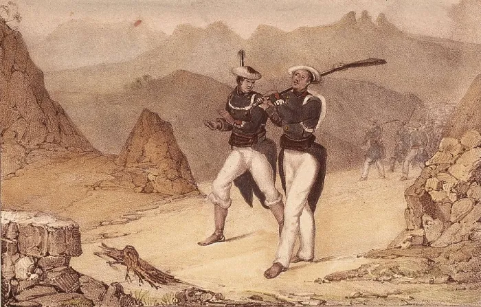 Framed Print : Spain. Carlist Wars. Batallions of Mora. Picture from 'Album de tropas carlistas de Aragn'. Litography. Private Collection. AISA / Everett Collection**US SALES ONLY**