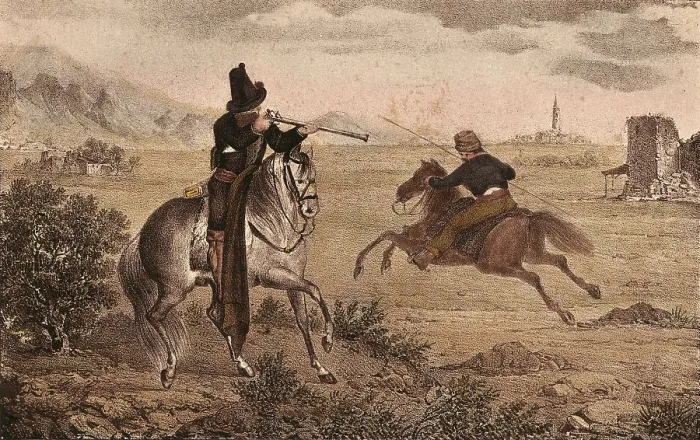 Framed Print : Spain. Carlist Wars. Cavalry of the Cid. Picture from 'Album de tropas carlistas de Aragn'. Litography. Private Collection. AISA / Everett Collection**US SALES ONLY** Framed Print : Spain. Carlist Wars. Cavalry of the Cid. Picture from 'Album de tropas carlistas de Aragn'. Litography. Private Collection. AISA / Everett Collection**US SALES ONLY**