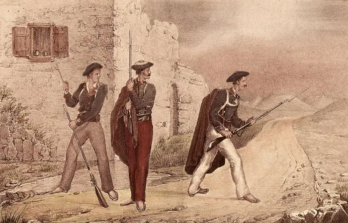 Framed Print : Spain. Carlist Wars. Guides of Aragn. Picture from 'Album de tropas carlistas de Aragn'. Litography. Private Collection. AISA / Everett Collection**US SALES ONLY**