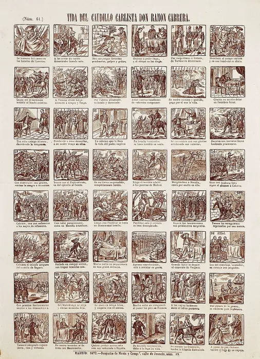 Framed Print : Spain. Carlist Wars. 'Life of Carlist Leader don Ramn Cabrera', legend about Cabrera's career edited in Madrid (1872). SPAIN. Madrid. National Library Framed Print : Spain. Carlist Wars. 'Life of Carlist Leader don Ramn Cabrera', legend about Cabrera's career edited in Madrid (1872). SPAIN. Madrid. National Library