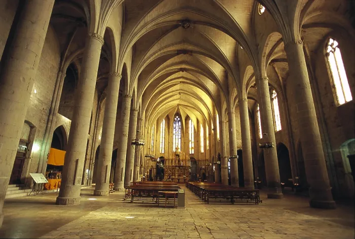 Framed Print : SPAIN. Castello d'Empuries. Basilica of Santa Maria. Church of Saint Mary (gothic-style, 14th c.). Inside. Gothic art
