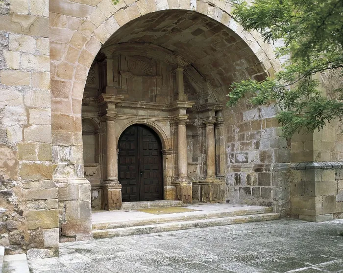 Framed Print : SPAIN. CASTILE AND LEON. Soria. Iglesia de Nuestra Seora de la Merced (Church of Our Lady of the Merced). Faade before a barrel vault. Renaissance art. Architecture