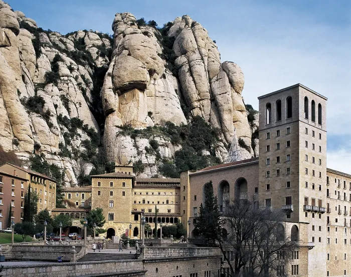 Framed Print : SPAIN. CATALONIA. BARCELONA. Monistrol de Montserrat. Monastery of Montserrat. Massif and Benedictine Monastery of Our Lady of Montserrat. AISA / Everett Collection**US SALES ONLY**