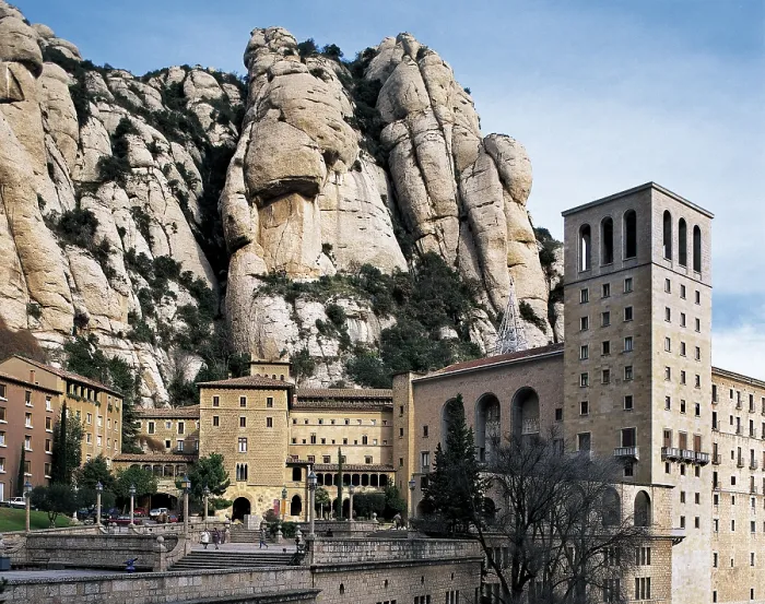 Framed Print : SPAIN. CATALONIA. BARCELONA. Monistrol de Montserrat. Monastery of Montserrat. Massif and Benedictine Monastery of Our Lady of Montserrat. - J
