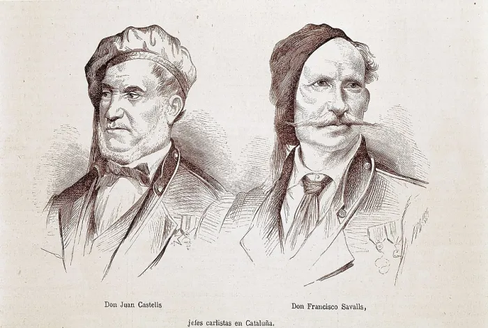 Framed Print : Spain. Catalonia. Carlist Wars. Carlist military leaders Juan Castells and Francisco Savalls. Engraving. SPAIN. Madrid. National Library. AISA / Everett Collection**US SALES ONLY**