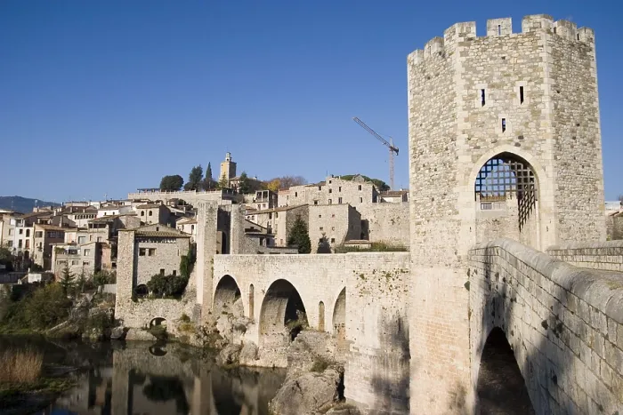 Framed Print : SPAIN. CATALONIA. GERONA. Besal. Romanesque bridge over the Fluvi river. Romanesque art. Architecture. AISA / Everett Collection**US SALES ONLY**