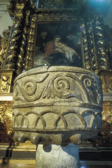 Framed Print : SPAIN. CATALONIA. LLEIDA. Vielha. Church of Sant Miquel. Baptismal font (12th c.). Romanesque art. AISA / Everett Collection**US SALES ONLY** Framed Print : SPAIN. CATALONIA. LLEIDA. Vielha. Church of Sant Miquel. Baptismal font (12th c.). Romanesque art. AISA / Everett Collection**US SALES ONLY**