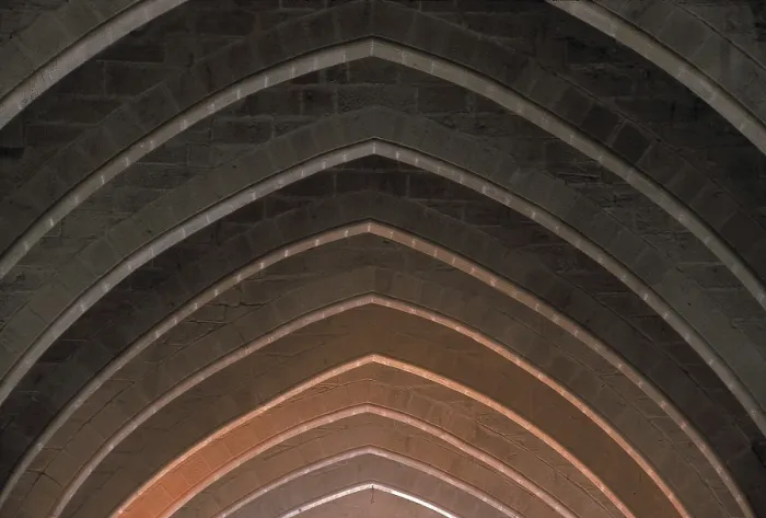 Framed Print : SPAIN. CATALONIA. TARRAGONA. Aiguamrcia. Monastery of Santes Creus. Arches of the roof of the novices bedroom (12th-13th c.). Cistercian art. Architecture