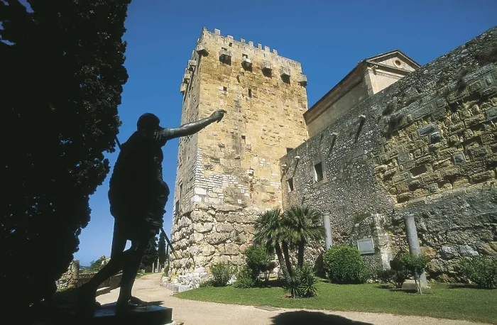 Framed Print : SPAIN. CATALONIA. TARRAGONA. Tarragona. Roman walls. Archbishop's Tower (14th c.) and bronze statue of August. Architecture. AISA / Everett Collection**US SALES ONLY**