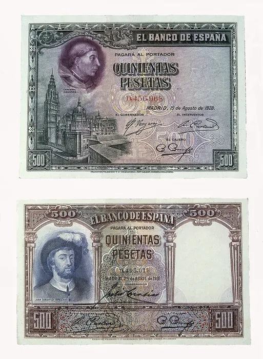 Framed Print : Spain. Civil War (1936-1939). 500 pesetas bill of legal currency at the beginnig of the war on 18th July 1936. Coin. AISA / Everett Collection**US SALES ONLY**