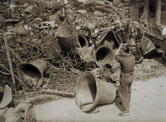 Framed Print : Spain. Civil War (1936-1939). Metals and church objects taken for smelting. SPAIN. Madrid. Fundacin de Estudios Libertarios Anselmo Lorenzo (FAL)