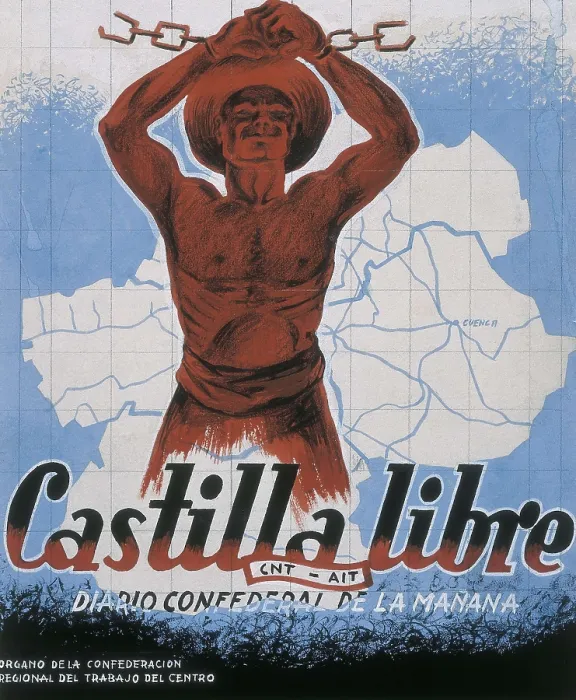 Framed Print : Spain. Civil War. 'Castilla Libre' (Free Castile), poster of the newspaper of the CNT-FAI edited in Madrid. Painting. SPAIN. Salamanca. Archivo Histrico Nacional