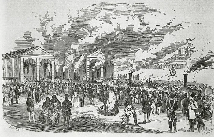 Framed Print : Spain (February 9th1851). Opening of a railroad from Madrid to Aranjuez. Published in 'La Ilustracin. Peridico Universal'. SPAIN. Madrid. National Library