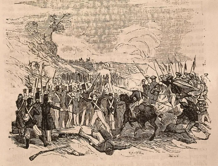 Framed Print : Spain. First Carlist War (1837). Action won by Ramn Cabrera in Pla del Pou. Engraving. SPAIN. Madrid. National Library. AISA / Everett Collection**US SALES ONLY**