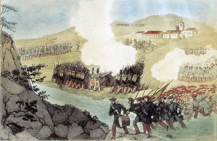 Framed Print : Spain. First Carlist War. Action of Mendigorra (1835). Engraving by Manuel Miranda. Engraving. SPAIN. Donostia. Military Historical Museum