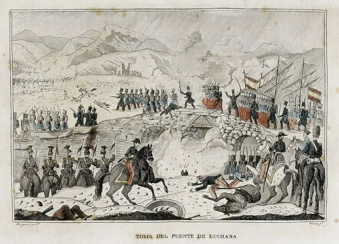 Framed Print : Spain. First Carlist War. Battle of Luchana (December 24, 1836). Etching. Private Collection. AISA / Everett Collection**US SALES ONLY**