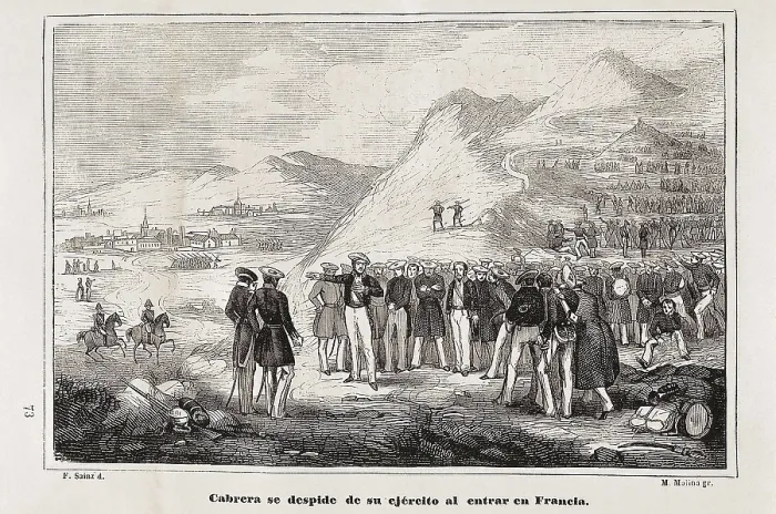 Framed Print : Spain. First Carlist War. Cabrera says goodbye to his army before going to France. Engraving. SPAIN. Madrid. National Library. AISA / Everett Collection**US SALES ONLY** Framed Print : Spain. First Carlist War. Cabrera says goodbye to his army before going to France. Engraving. SPAIN. Madrid. National Library. AISA / Everett Collection**US SALES ONLY**
