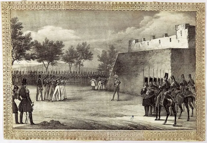 Framed Print : Spain. First Carlist War. Execution by firing squad of Diego de Len. Engraving. SPAIN. Madrid. Municipal Museum. AISA / Everett Collection**US SALES ONLY**