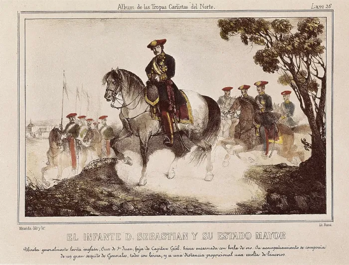 Framed Print : Spain. First Carlist War. Infante (Prince) don Sebastian and his General Staff. Litography. Private Collection. AISA / Everett Collection**US SALES ONLY**