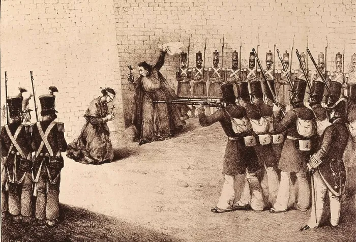 Framed Print : Spain. First Carlist War. Shooting of Ramn Cabrera's mother (Tortosa, 16th February 1936). Engraving. SPAIN. Madrid. National Library. AISA / Everett Collection**US SALES ONLY**