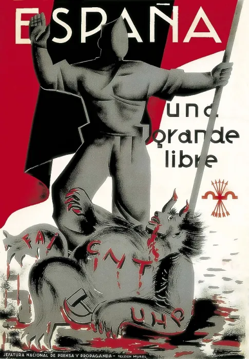 Framed Print : Spain. Franco's dictatorship (1939). 'Espaa Una, Grande y Libre' (Spain One, Great and Free). Edited by Jefatura Nacional de Prensa y Propaganda. Poster Framed Print : Spain. Franco's dictatorship (1939). 'Espaa Una, Grande y Libre' (Spain One, Great and Free). Edited by Jefatura Nacional de Prensa y Propaganda. Poster