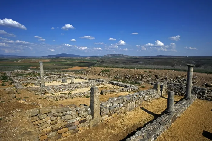 Framed Print : SPAIN. Garray. View of the Celtiberian-Roman archaeological site. Roman Domus of the south area with porch courtyards