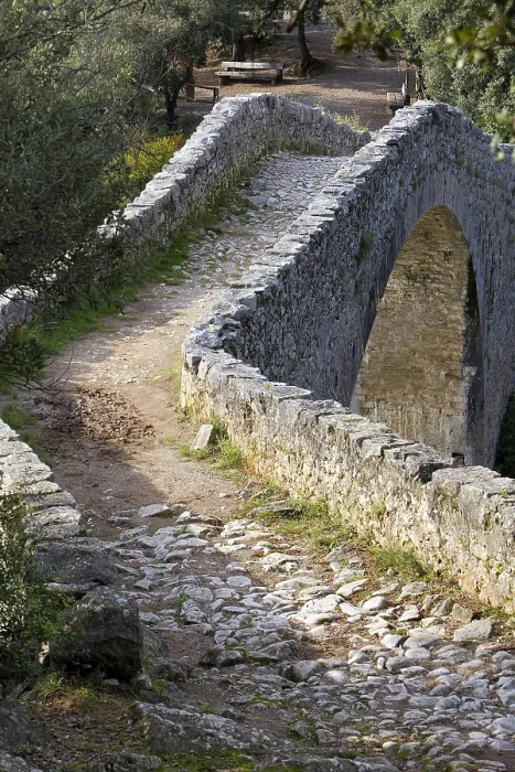 Framed Print : SPAIN. GERONA. Garrotxa. Bridge over Llierca River - 14th Century -, between Sadernes and Montagut villages. Romanesque art