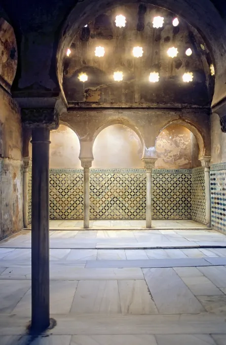 Framed Print : SPAIN. Granada. Alhambra. Alhambra, Nazari Palace. Comares palaces. Royal baths from Yusuf I's era. Hispano-Moresque art. Nasrid dynasty Framed Print : SPAIN. Granada. Alhambra. Alhambra, Nazari Palace. Comares palaces. Royal baths from Yusuf I's era. Hispano-Moresque art. Nasrid dynasty