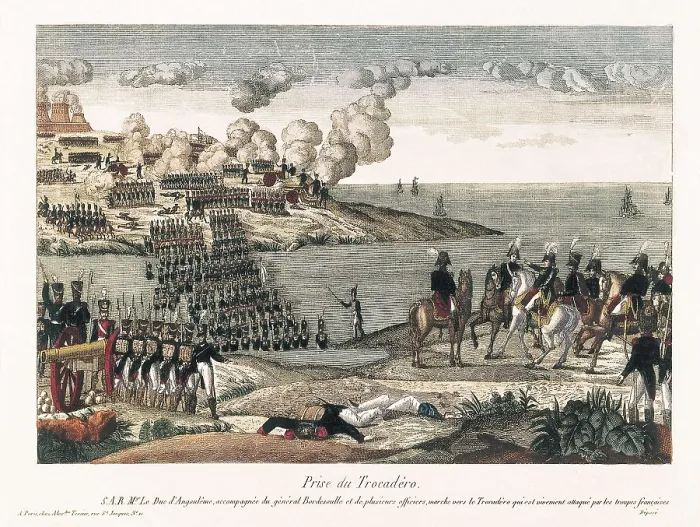 Framed Print : Spain. Liberal Triennium. Taking of Trocadero fortress by The Hundred Thousand Sons of Saint Louis, the Duke of Angouleme in charge (30th-31st August 1823). Litography. FRANCE Framed Print : Spain. Liberal Triennium. Taking of Trocadero fortress by The Hundred Thousand Sons of Saint Louis, the Duke of Angouleme in charge (30th-31st August 1823). Litography. FRANCE