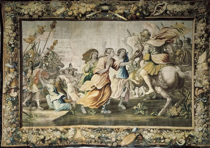 Framed Print : SPAIN. Logrono. Cathedral of Santa Mara la Redonda. The rape of the Sabine Women (17th c.)carpet by Daniel Eggermans. Flemish art. Tapestry