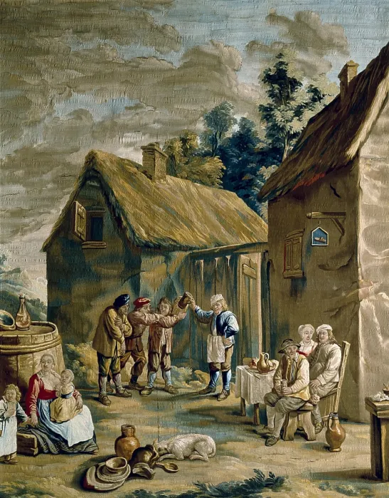 Framed Print : SPAIN. Madrid. Royal Palace. The Well. 17th c. Tapestry by the school of David Teniers the Younger. Flemish art. Tapestry