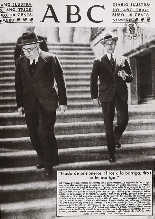 Framed Print : SPAIN. Madrid. Spain. Events of Casas Viejas. Manuel Azaa leaving the Justice Palace of Madrid after testifying about the incidents. By him, Santiago Casares Quiroga
