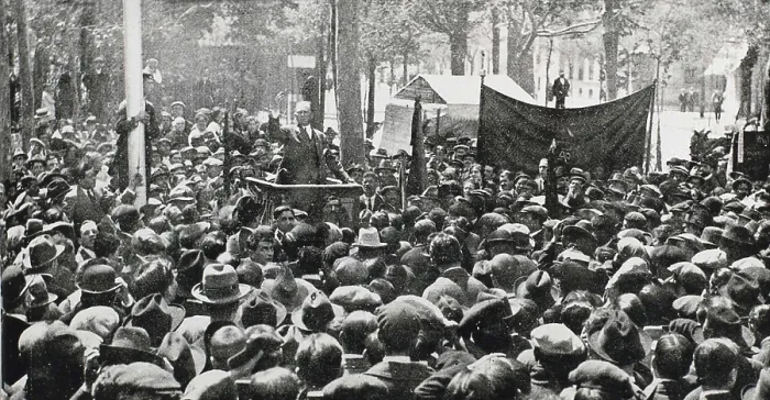 Framed Print : SPAIN. Madrid. Spain. Primo de Rivera's Dictatorship. May Day in Madrid. Francisco Largo Caballero making a speech from the tribune. AISA / Everett Collection**US SALES ONLY**