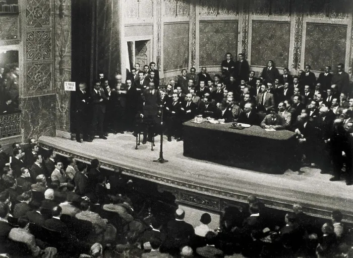 Framed Print : SPAIN. Madrid. Spain. Second Republic (1931-1936). Estbalishment of Falange Espaola party in the Teatro de la Comedia of Madrid (29th October 1933)