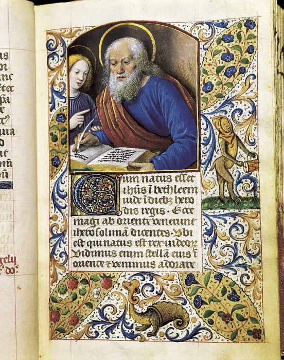 Framed Print : SPAIN. Monistrol de Montserrat. Monastery of Montserrat. Book of hours of Jean Bourdichon. Page 19. Gothic art. Miniature Painting. AISA / Everett Collection (3207)**US SALES ONLY**