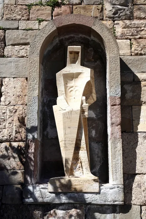 Framed Print : SPAIN. Monistrol de Montserrat. Monastery of Montserrat. Saint George (1962), sculpture by Josep Maria Subirachs. Sculpture