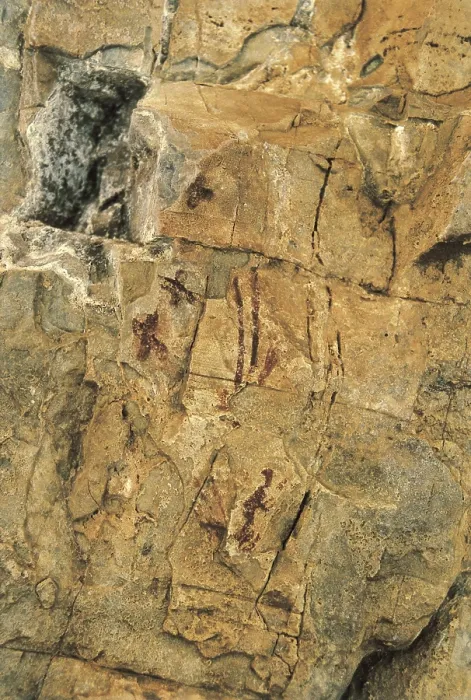 Framed Print : SPAIN. Montblanc. Mas d'en Ramon d'en Bess Shelter. Zoomorphic figures in Levantine naturalistic style. Mesolithic art. Cave. AISA / Everett Collection**US SALES ONLY**