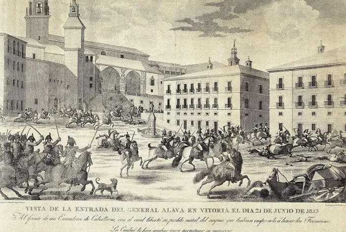 Framed Print : Spain. Peninsular War (1808-1814). Entrance of the general Miguel Alava y Esquivel in Vitoria (21st June 1813). Etching. SPAIN. Madrid. National Library