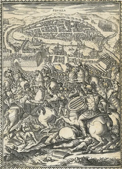 Framed Print : Spain. Reconquest. Storming of Seville by Ferdinand III of Castile (1248). Illustration of Juan Antonio de Vera y Figueroa's book 'El Fernando o Sevilla restaurada' (1632). Engraving Framed Print : Spain. Reconquest. Storming of Seville by Ferdinand III of Castile (1248). Illustration of Juan Antonio de Vera y Figueroa's book 'El Fernando o Sevilla restaurada' (1632). Engraving