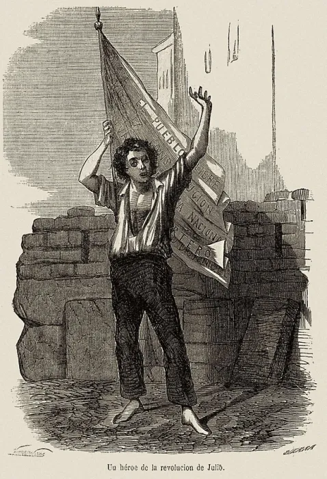Framed Print : Spain. Revolution of 1854 in Madrid. A hero of the Revolution of July. Etching. SPAIN. Madrid. National Library. AISA / Everett Collection**US SALES ONLY** Framed Print : Spain. Revolution of 1854 in Madrid. A hero of the Revolution of July. Etching. SPAIN. Madrid. National Library. AISA / Everett Collection**US SALES ONLY**
