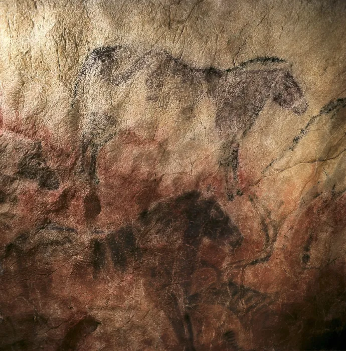 Framed Print : SPAIN. Ribadesella. Tito Bustillo Cave. Shaggy rhinoceros. Upper Paleolithic. Magdalenian. Cave. - CAGP / Iberfoto / Everett Collection (182759)**US SALES ONLY**