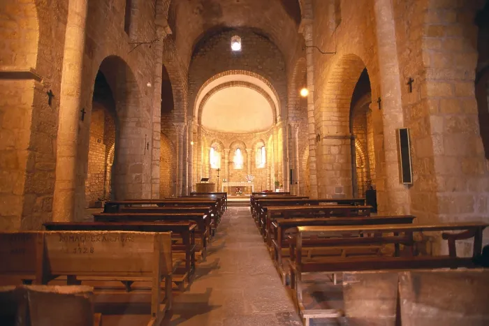 Framed Print : SPAIN. Sant Miquel de Fluvi. Monastery of Sant Miquel de Fluvi. Interior of the church (11th-12th c.). Romanesque art. AISA / Everett Collection**US SALES ONLY**