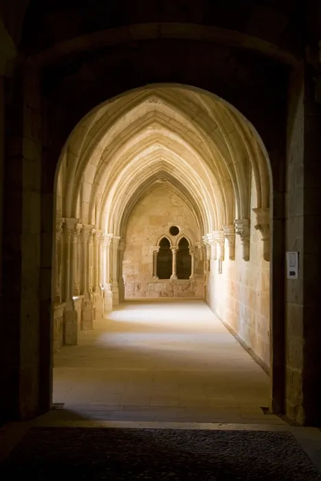 Framed Print : SPAIN. Santa Maria de Huerta. Monastery of Santa Maria de Huerta. East side of the cloister (Claustro de los Caballeros). Cistercian art. Architecture