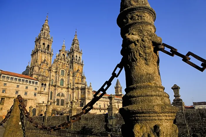 Framed Print : SPAIN. Santiago de Compostela. Cathedral of Santiago de Compostela. Cathedral facade from Plaza do Obradoiro. Baroque art Framed Print : SPAIN. Santiago de Compostela. Cathedral of Santiago de Compostela. Cathedral facade from Plaza do Obradoiro. Baroque art