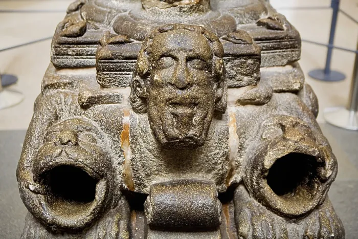 Framed Print : SPAIN. Santiago de Compostela. Cathedral of Santiago de Compostela. Portico de la Gloria (Portico of Glory). Detail of Saint `dos croques sculpture