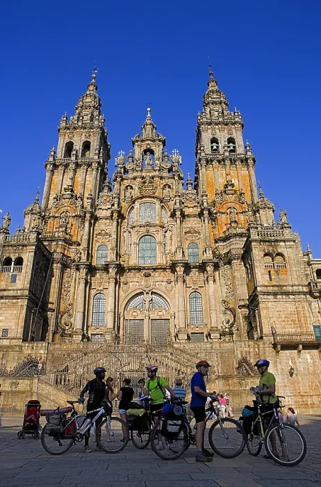 Framed Print : SPAIN. Santiago de Compostela. Cathedral of Santiago de Compostela. Pilgrims at Obradoiro Square. - Lucas Vallecillos / Iberfoto / Everett Collection (342330)**US SALES ONLY**